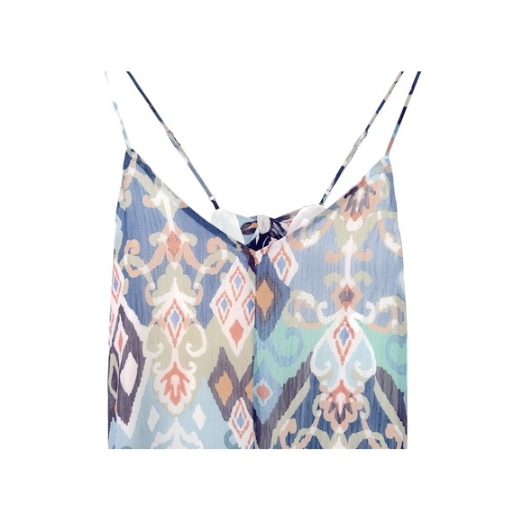 NWT Sleeveless Boho Ruffle Printed Woven Blue Green Cami Maxi Dress - Picture 10 of 12